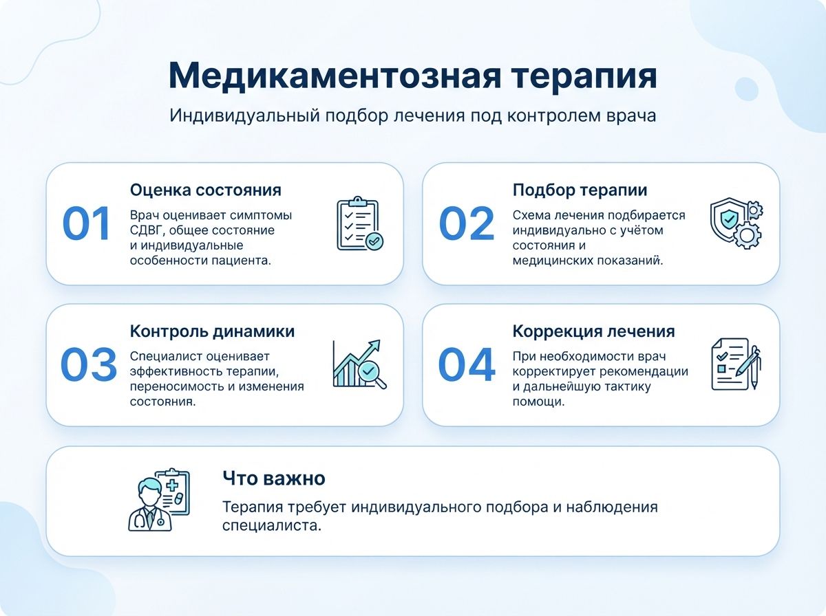Лечение СДВГ в Менделеевске у детей и взрослыхинфографика